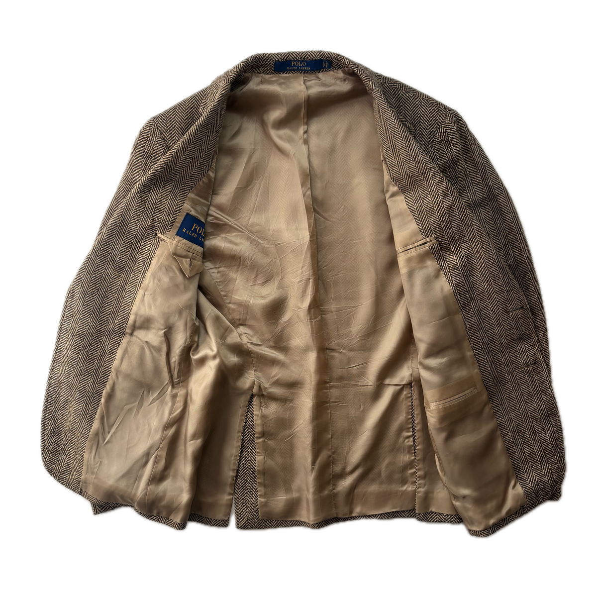 Polo Ralph Lauren Brown Herringbone RL67 Blazer Sports Coat (Linen Silk Wool) - 36S