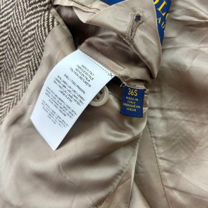 Polo Ralph Lauren Brown Herringbone RL67 Blazer Sports Coat (Linen Silk Wool) - 36S