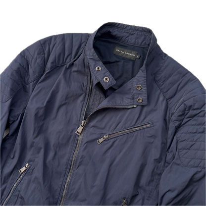 Black Label Moto Jacket Navy Biker - L