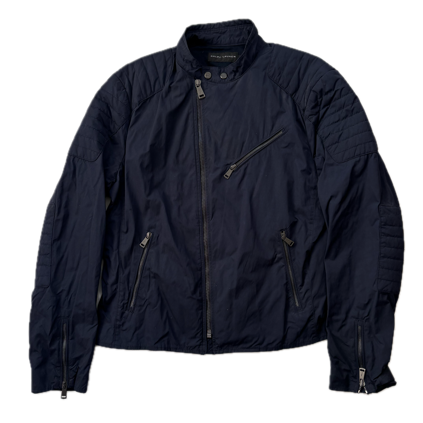 Black Label Moto Jacket Navy Biker - L