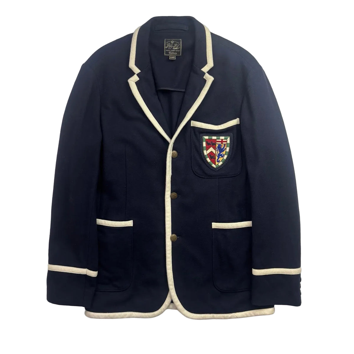 Polo Ralph Lauren Navy Rowing Crest Sports Jacket Blazer (Wool Cotton Nylon)  - 44R