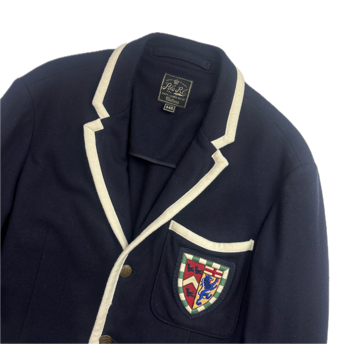 Polo Ralph Lauren Navy Rowing Crest Sports Jacket Blazer (Wool Cotton Nylon)  - 44R