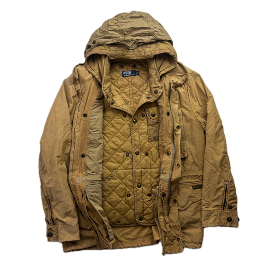 Polo Ralph Lauren 2 in 1 Tan Utility Jacket with Quilted Liner - XL