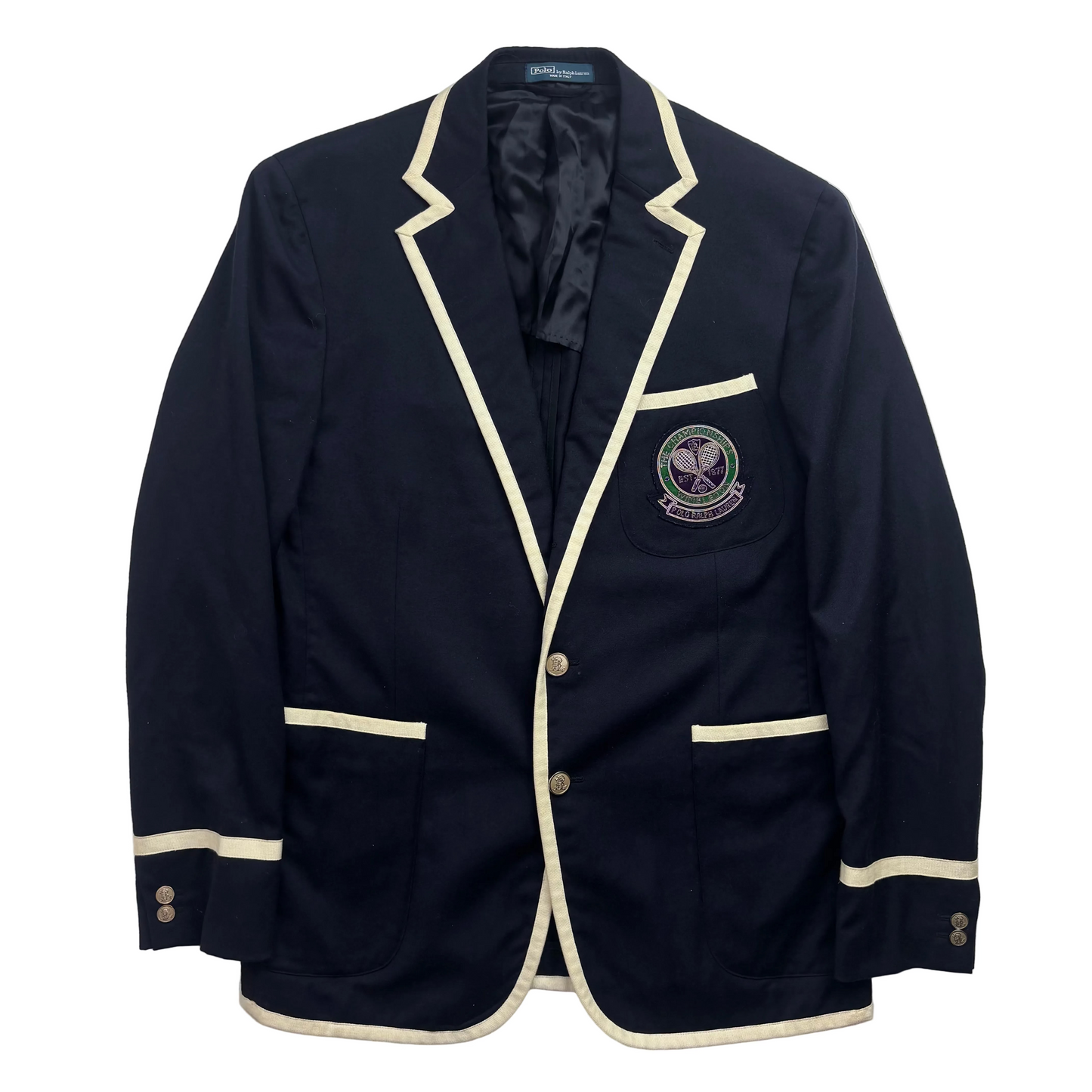 Polo Ralph Lauren Navy Wimbledon Tennis Crest Sports Jacket Rowing Blazer (Wool) - 42R