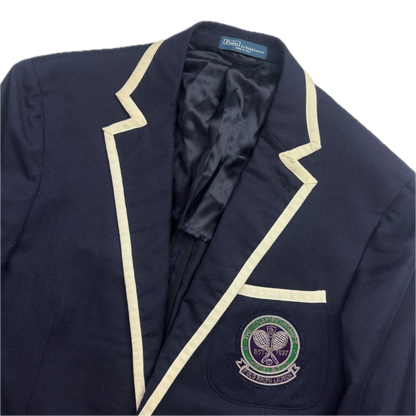 Polo Ralph Lauren Navy Wimbledon Tennis Crest Sports Jacket Rowing Blazer (Wool) - 42R