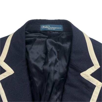 Polo Ralph Lauren Navy Wimbledon Tennis Crest Sports Jacket Rowing Blazer (Wool) - 42R