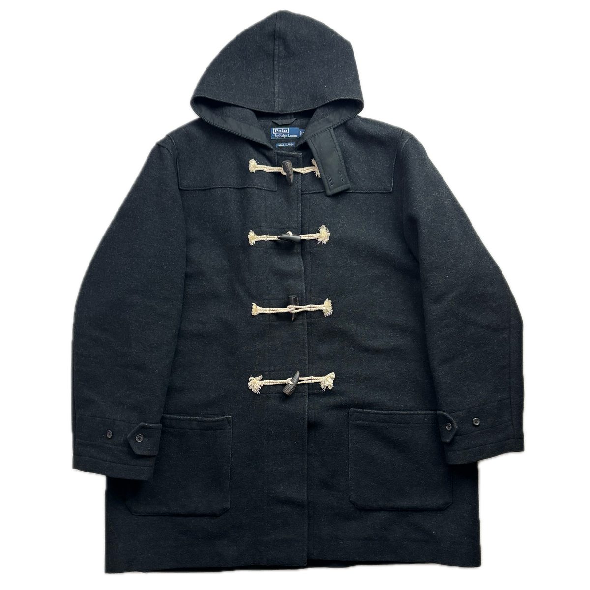 Polo Ralph Lauren Dark Grey Duffle Coat 90’s Italy (Cotton Wool Silk) - XXL