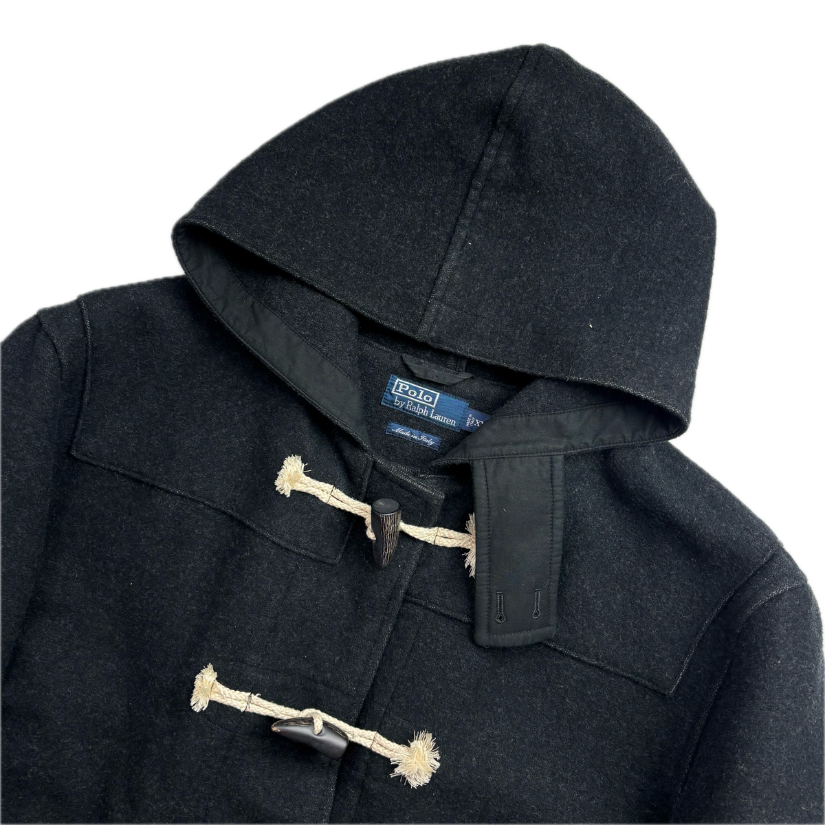 Polo Ralph Lauren Dark Grey Duffle Coat 90’s Italy (Cotton Wool Silk) - XXL