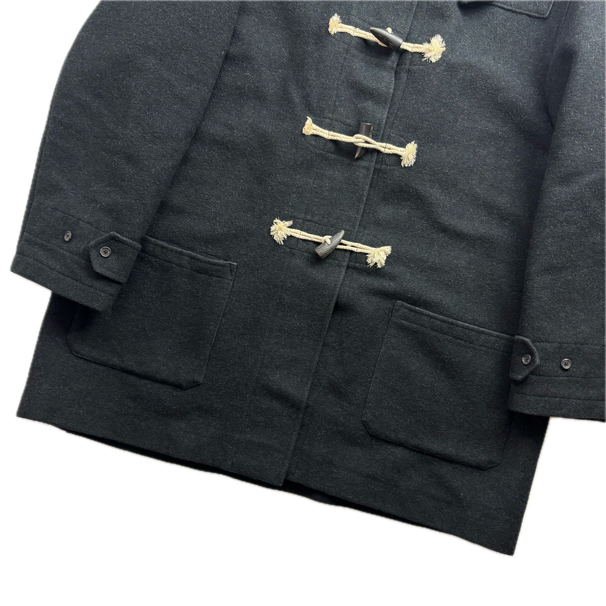 Polo Ralph Lauren Dark Grey Duffle Coat 90’s Italy (Cotton Wool Silk) - XXL
