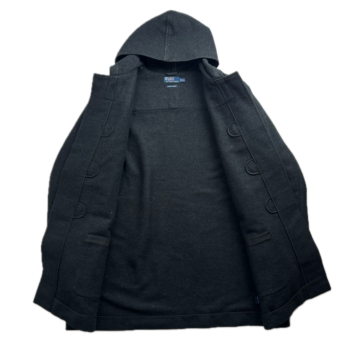 Polo Ralph Lauren Dark Grey Duffle Coat 90’s Italy (Cotton Wool Silk) - XXL