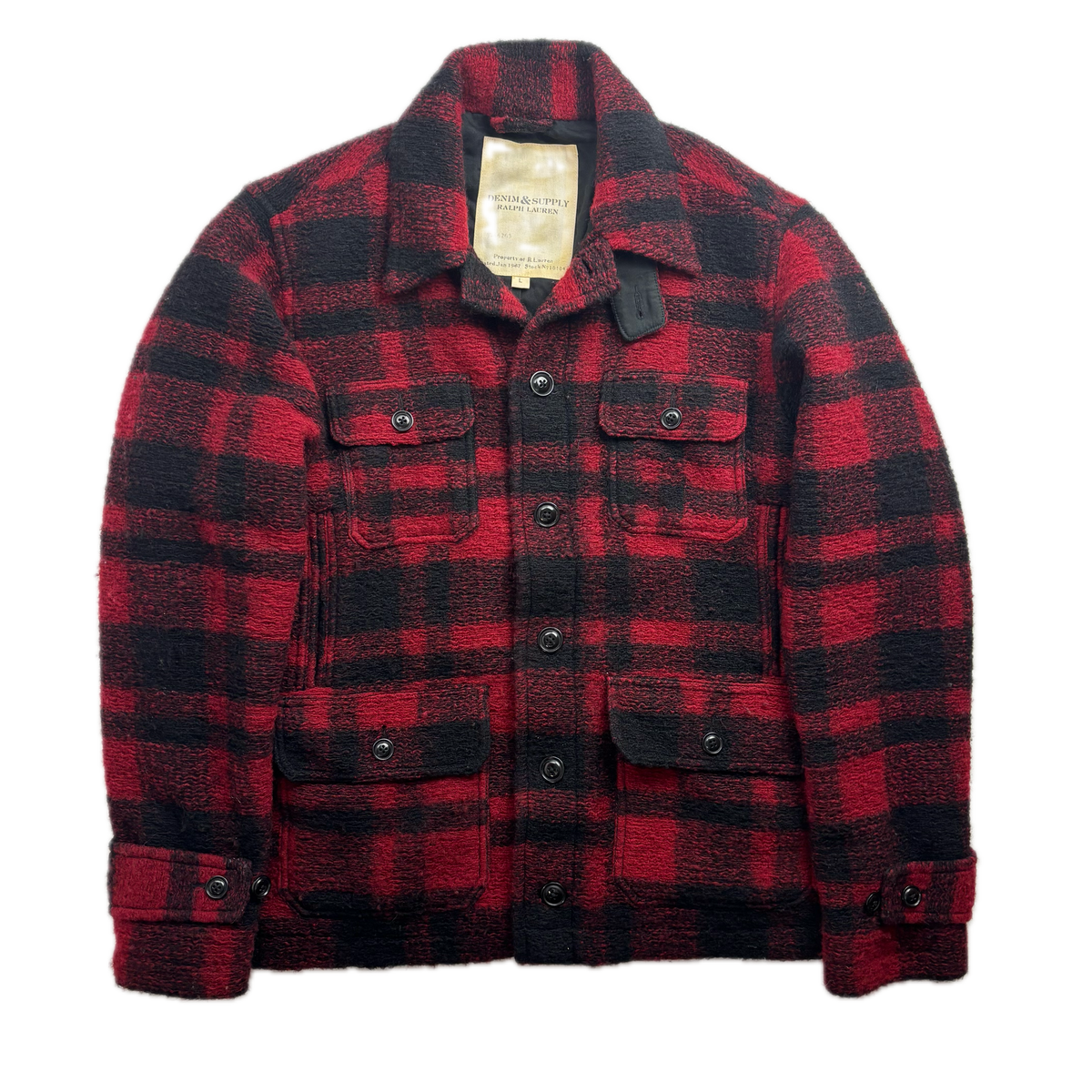Denim Supply Red Buffalo Plaid Barn Jacket Mackinaw Jacket (Wool Blend)- L (M)