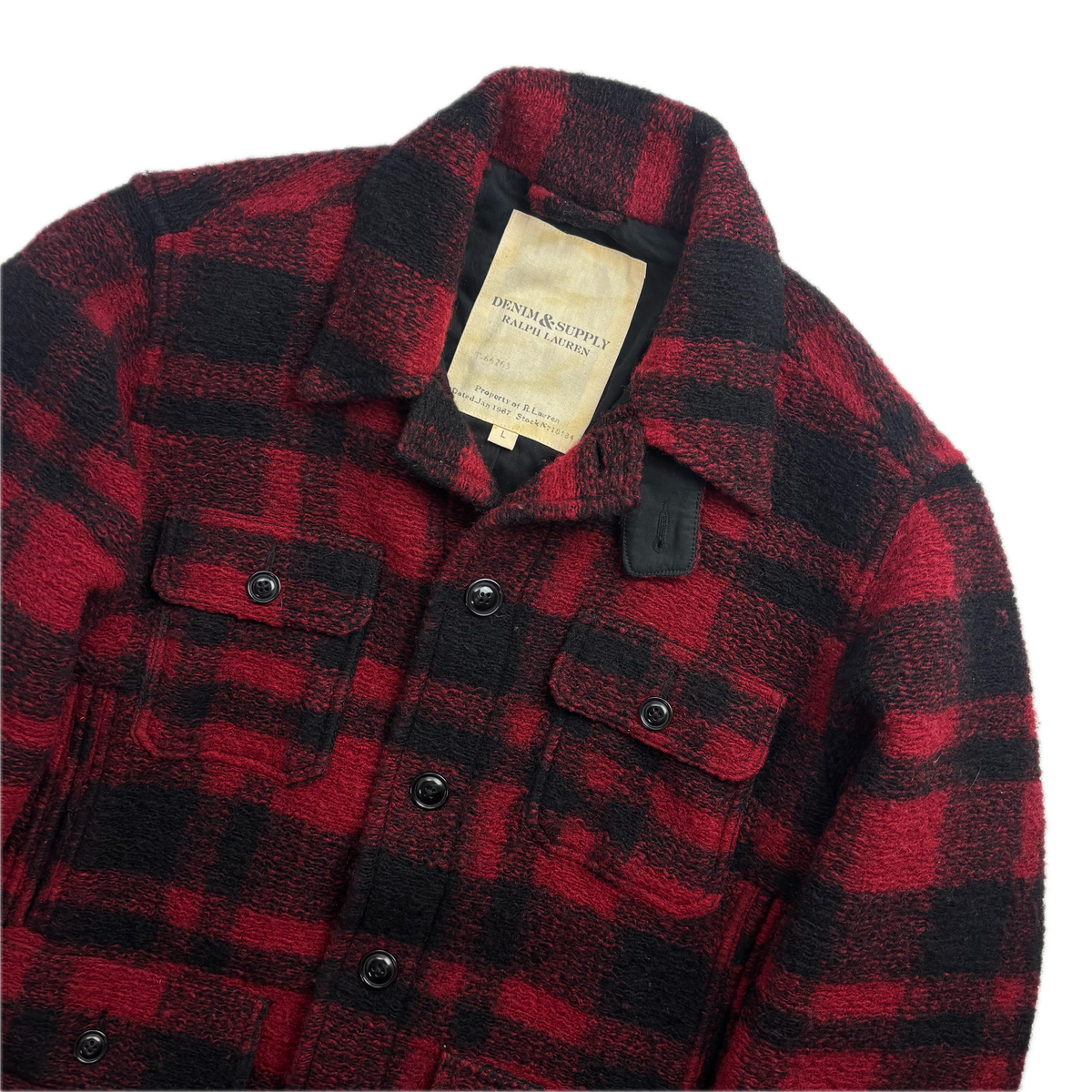 Denim Supply Red Buffalo Plaid Barn Jacket Mackinaw Jacket (Wool Blend)- L (M)