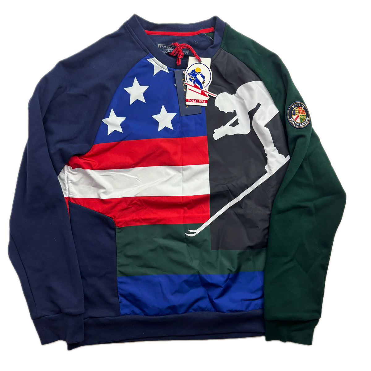 Polo Ralph Lauren Retro Suicide Ski Cookie Patch Hybrid Sweatshirt - M