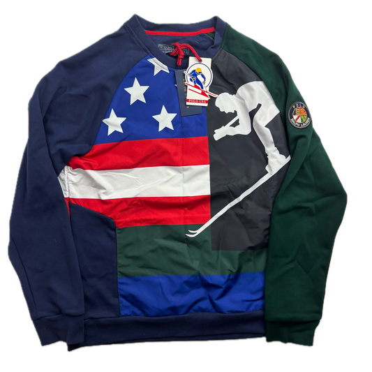 Polo Ralph Lauren Retro Suicide Ski Cookie Patch Hybrid Sweatshirt - M