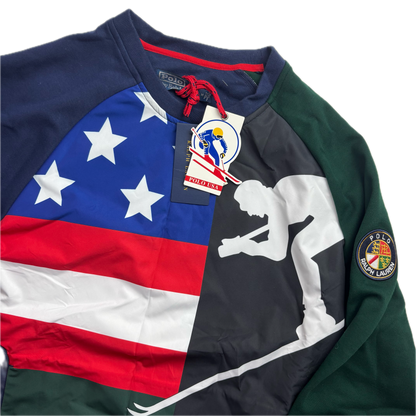 Polo Ralph Lauren Retro Suicide Ski Cookie Patch Hybrid Sweatshirt - M