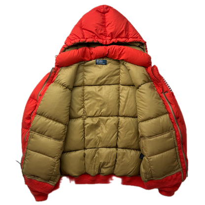 Polo Ralph Lauren Orange USA Patch Puffer Jacket Hooded Down Coat - L (M)