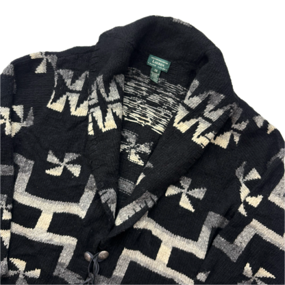 Lauren Aztec Southwestern Black Hand Knit Cardigan (Wool) - XXL