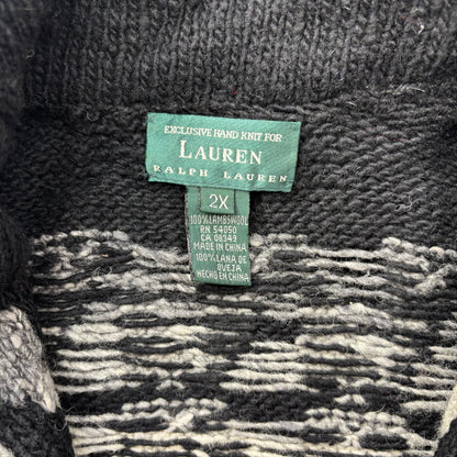Lauren Aztec Southwestern Black Hand Knit Cardigan (Wool) - XXL