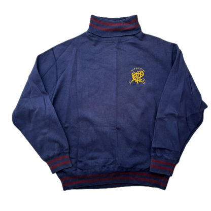 Polo Ralph Lauren 90s Navy Scribble Crest Rollneck Sweatshirt - L
