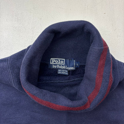 Polo Ralph Lauren 90s Navy Scribble Crest Rollneck Sweatshirt - L