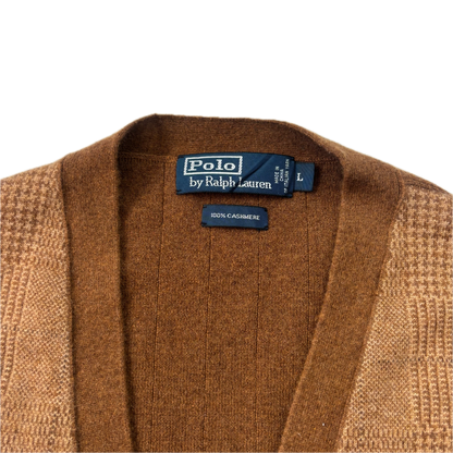 Polo Ralph Lauren Brown Tweed Glen Plaid Waistcoat (Cashmere) - L