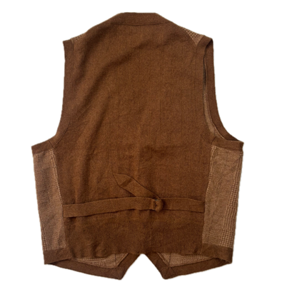 Polo Ralph Lauren Brown Tweed Glen Plaid Waistcoat (Cashmere) - L