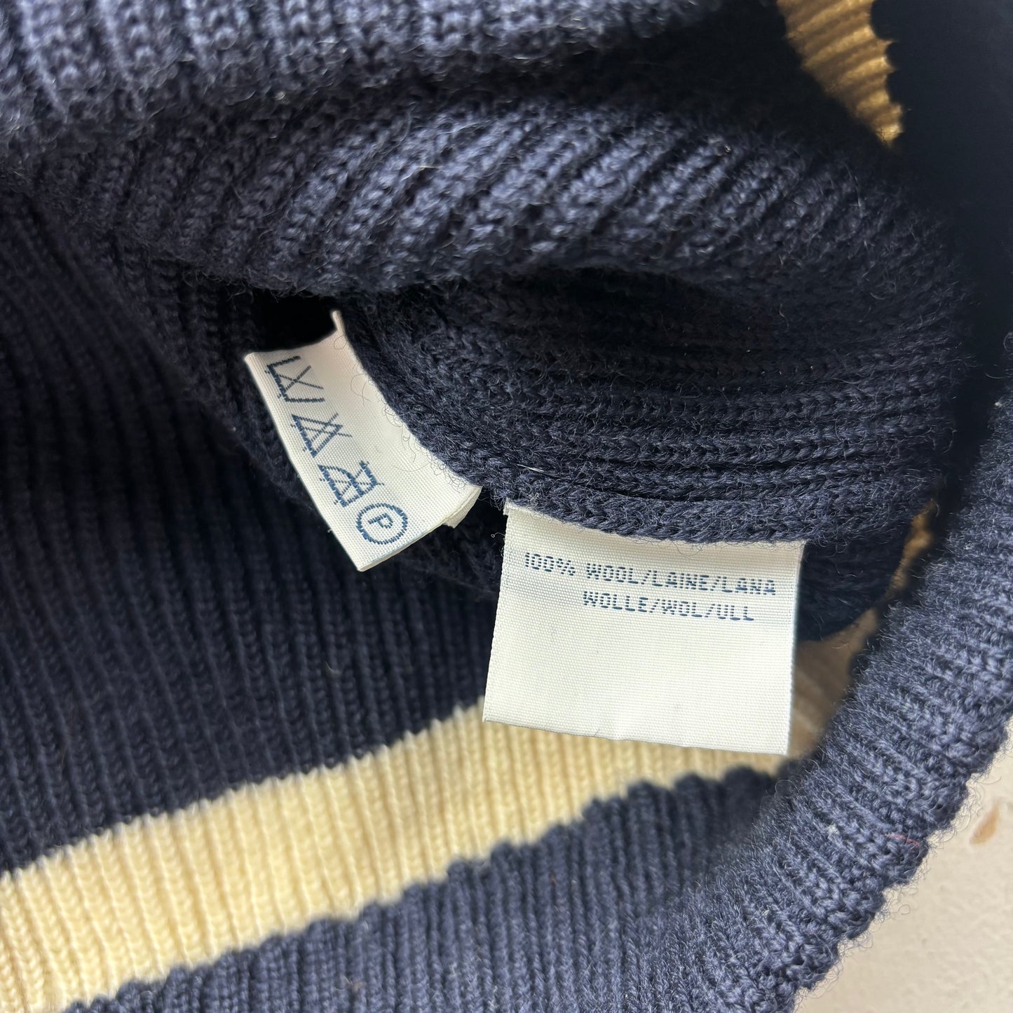 Polo Ralph Lauren Navy V-Neck Ribbed Cricket Jumper (Wool) - XL