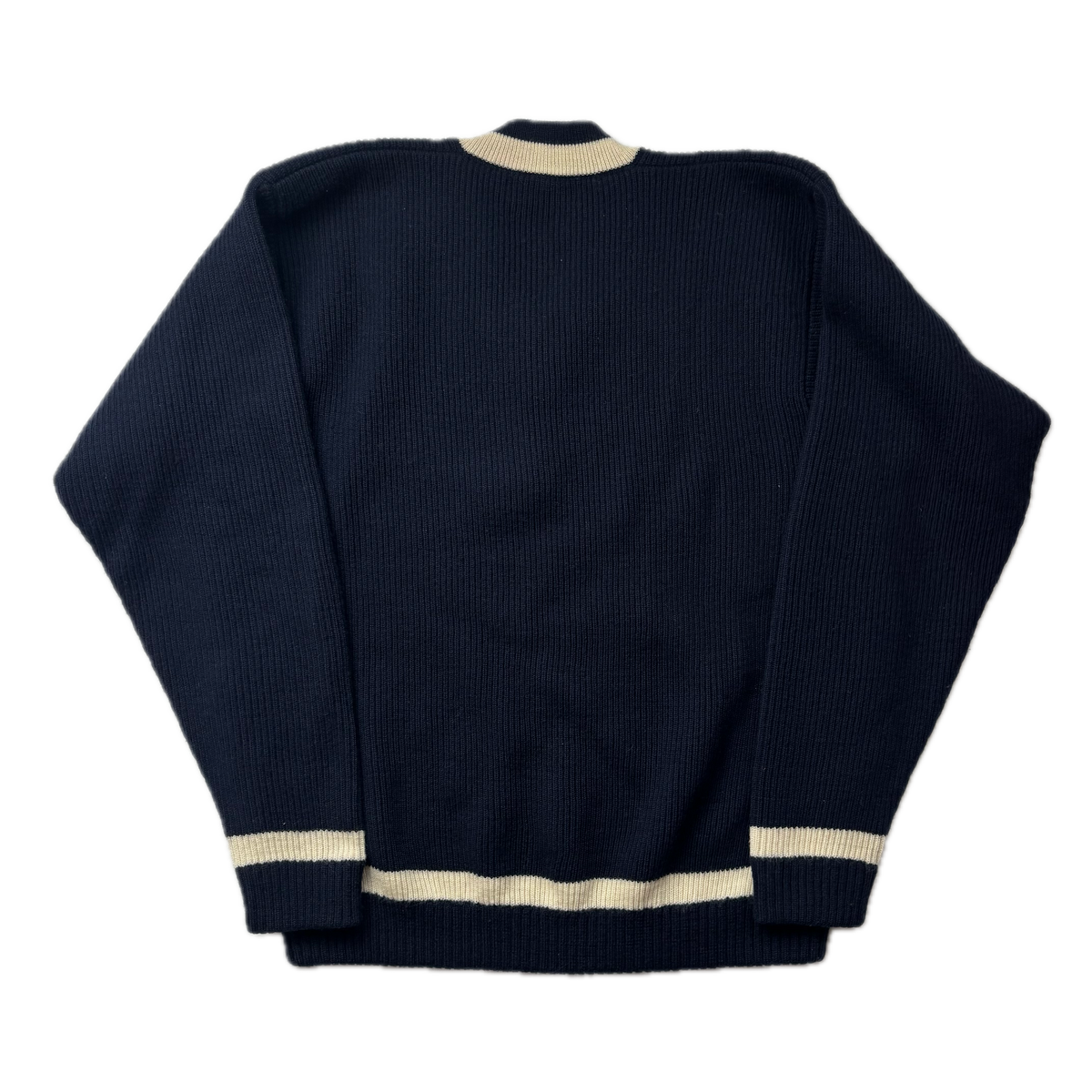 Polo Ralph Lauren Navy V-Neck Ribbed Cricket Jumper (Wool) - XL