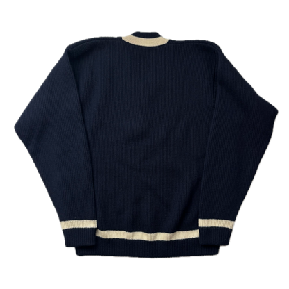 Polo Ralph Lauren Navy V-Neck Ribbed Cricket Jumper (Wool) - XL