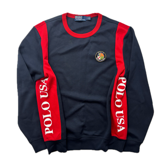 Polo Ralph Lauren Retro Navy Suicide Ski Cookie Patch Sweatshirt - M