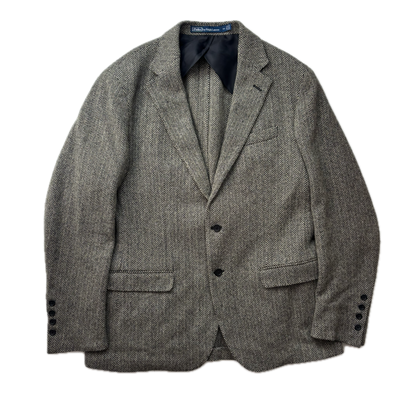 Polo Ralph Lauren Grey Herringbone Blazer Sports Coat (Wool Nylon) - 46L