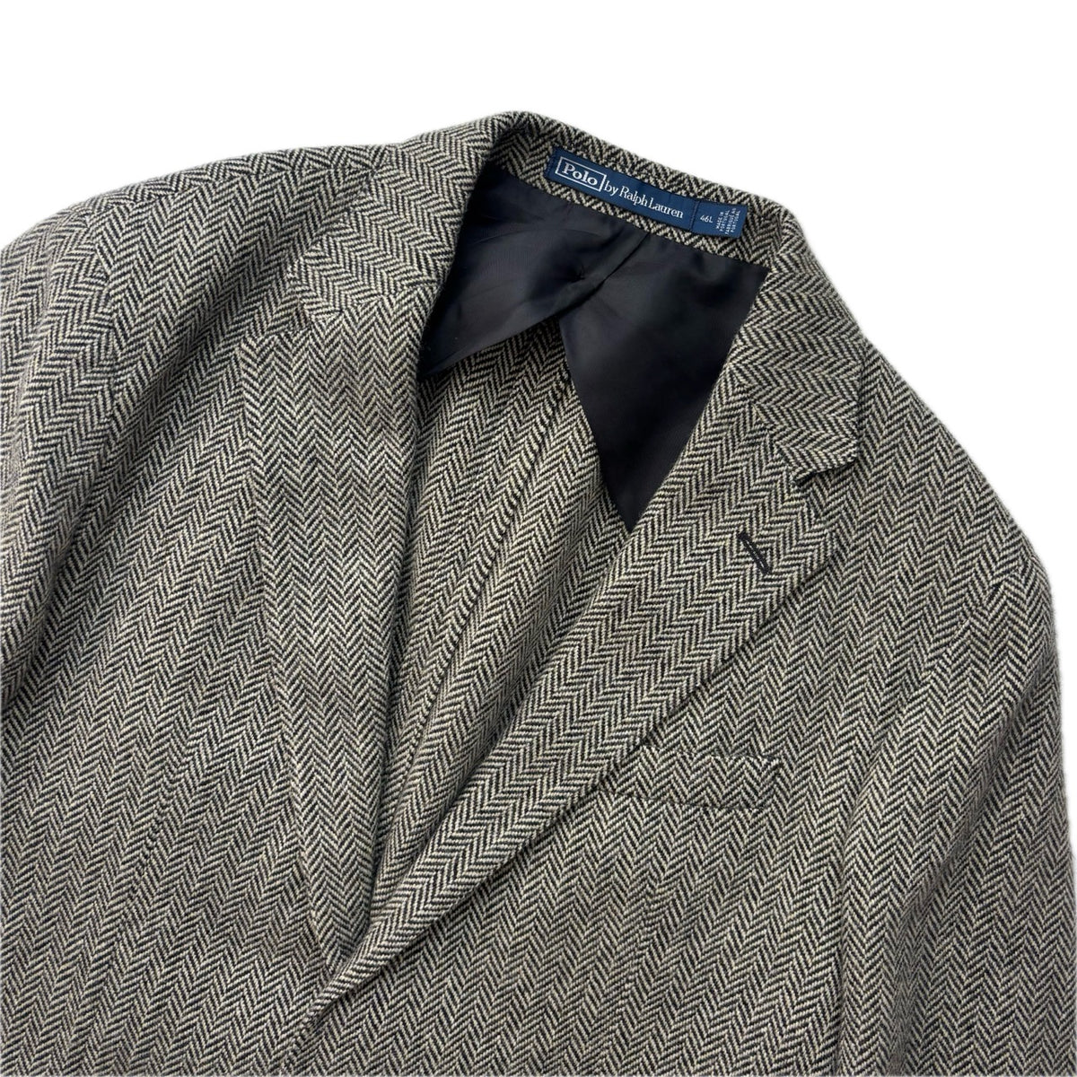 Polo Ralph Lauren Grey Herringbone Blazer Sports Coat (Wool Nylon) - 46L