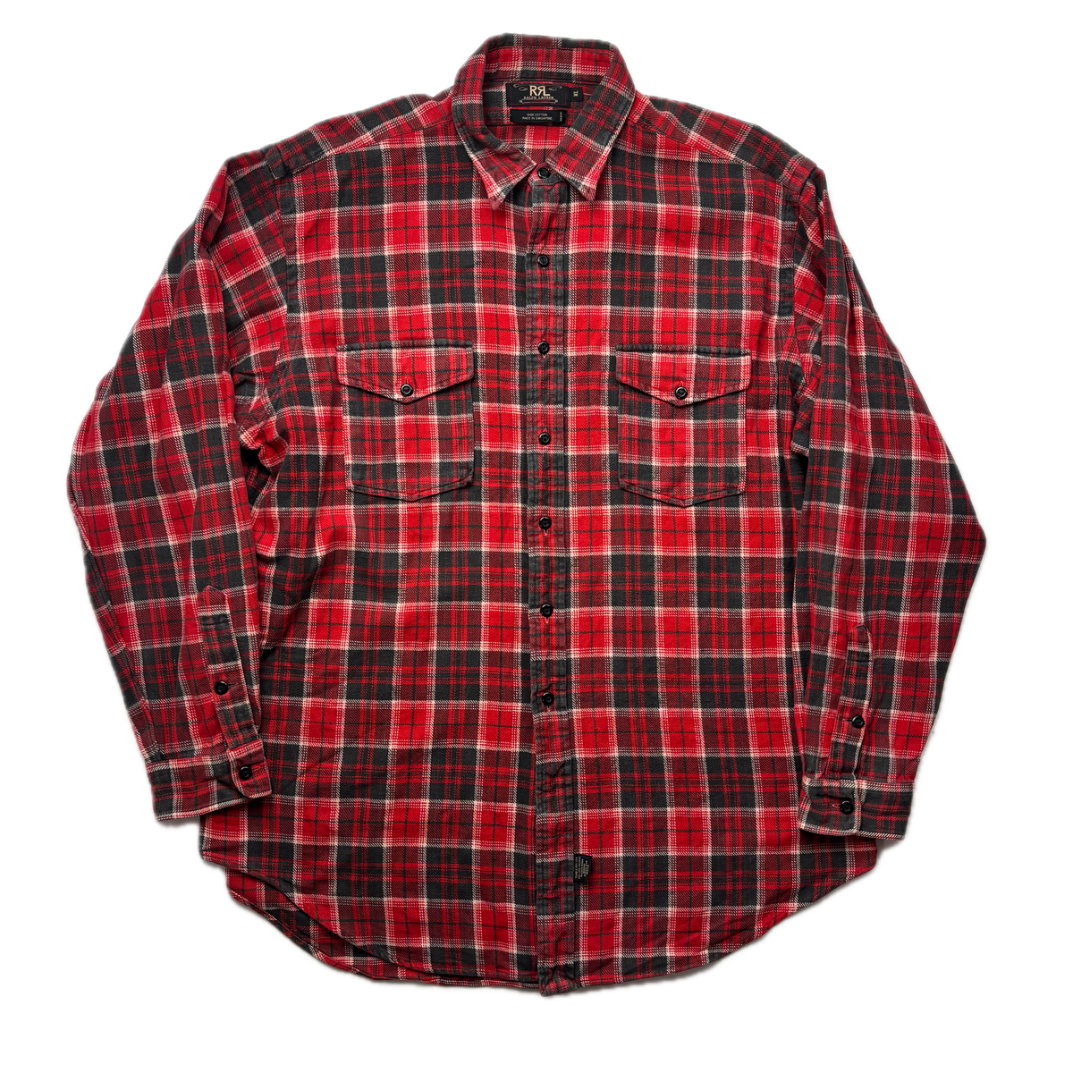 RRL Red Black Plaid Work Shirt (Cotton) - XL