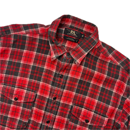 RRL Red Black Plaid Work Shirt (Cotton) - XL