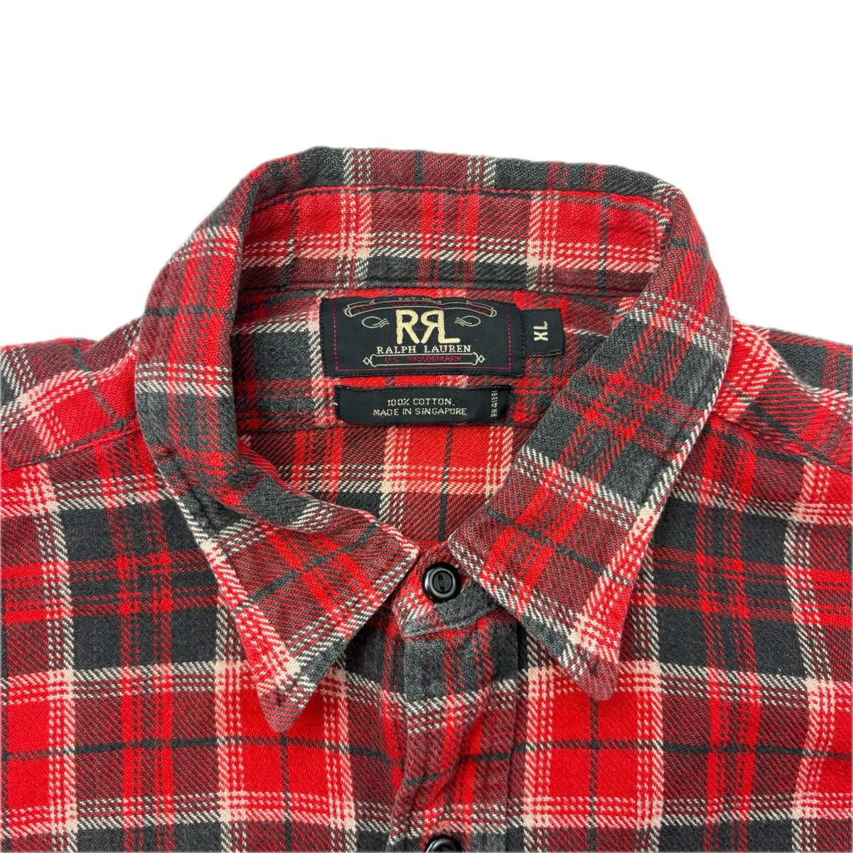 RRL Red Black Plaid Work Shirt (Cotton) - XL