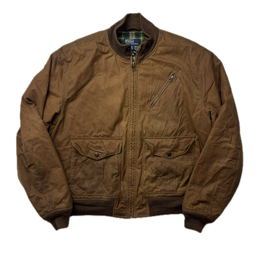Polo Ralph Lauren Brown Oil Cloth Waxed Bomber Jacket - XL