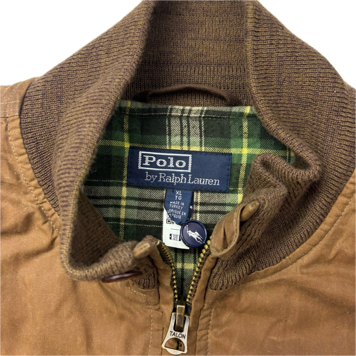 Polo Ralph Lauren Brown Oil Cloth Waxed Bomber Jacket - XL
