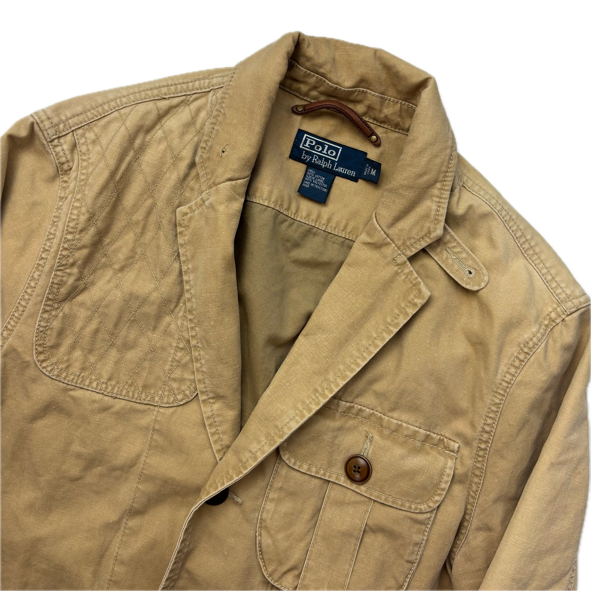 Polo Ralph Lauren Beige Tan Hunting Sports Jacket Shooting Blazer (Cotton) - M