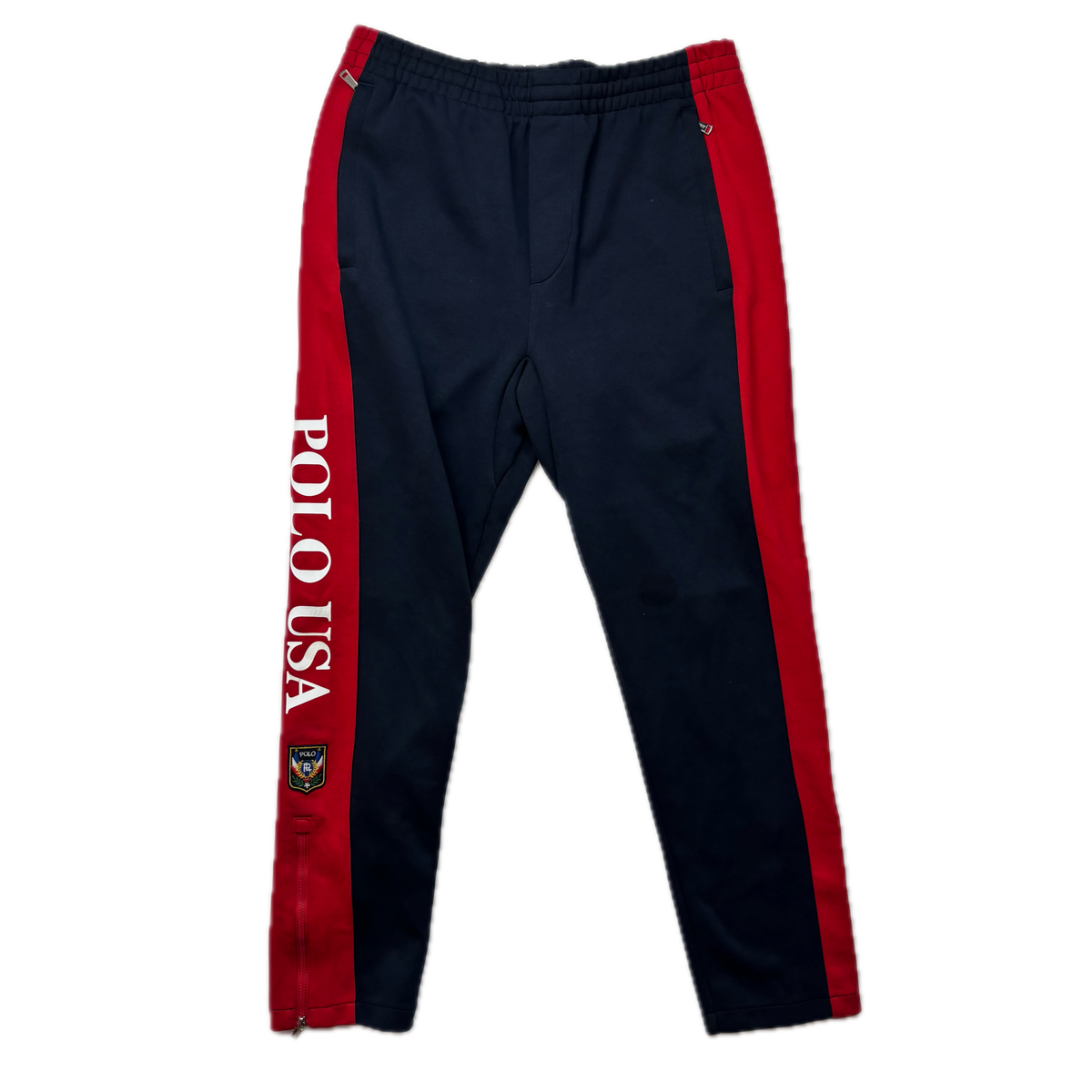 Polo Ralph Lauren Uni Patch Navy Red Joggers Track Pants Retro - M