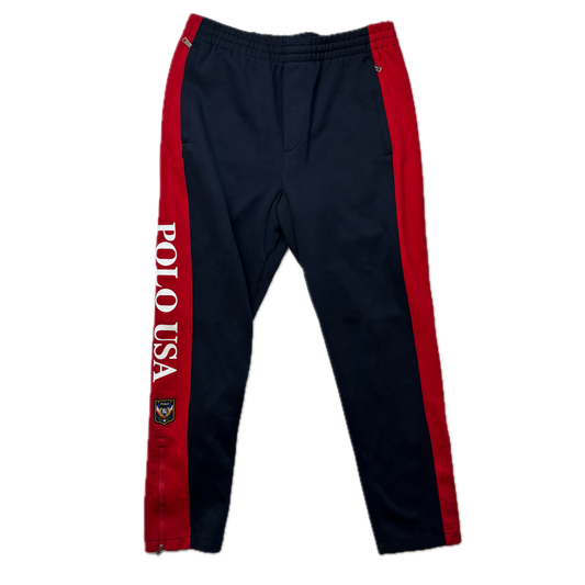 Polo Ralph Lauren Uni Patch Navy Red Joggers Track Pants Retro - M
