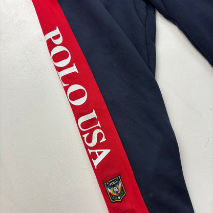 Polo Ralph Lauren Uni Patch Navy Red Joggers Track Pants Retro - M
