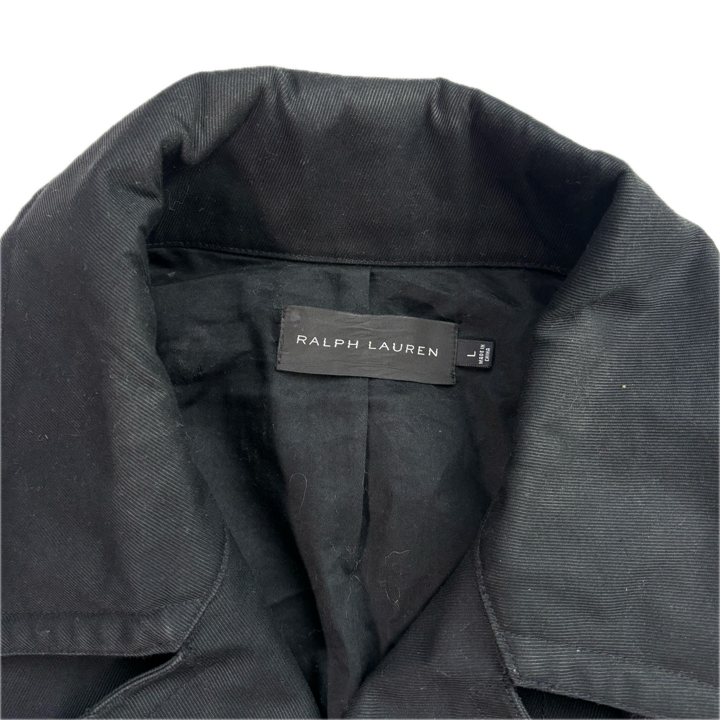 Black Label Double Breast Taped Seams Pea Coat Rain Jacket Mac - L