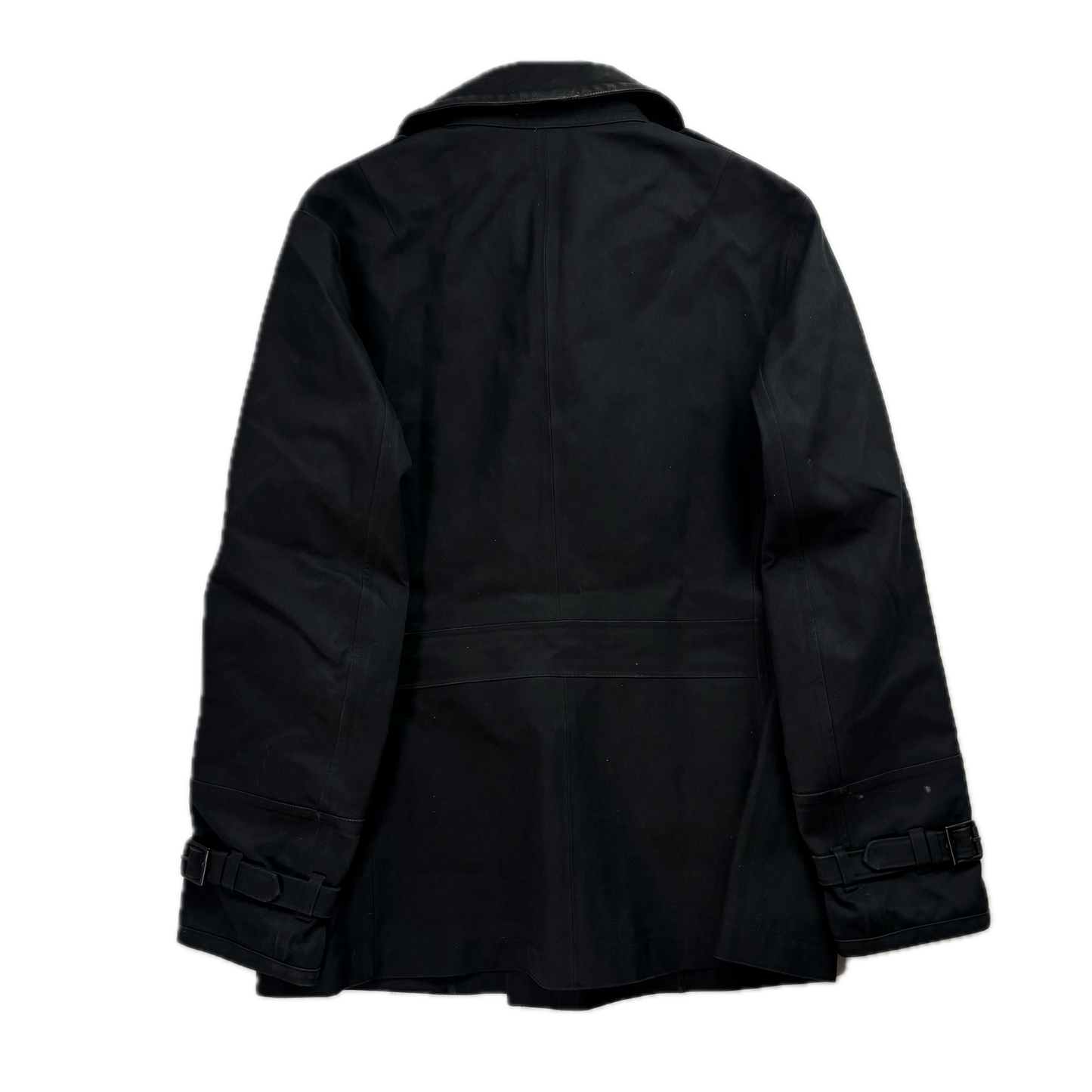 Black Label Double Breast Taped Seams Pea Coat Rain Jacket Mac - L
