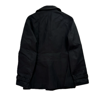 Black Label Double Breast Taped Seams Pea Coat Rain Jacket Mac - L