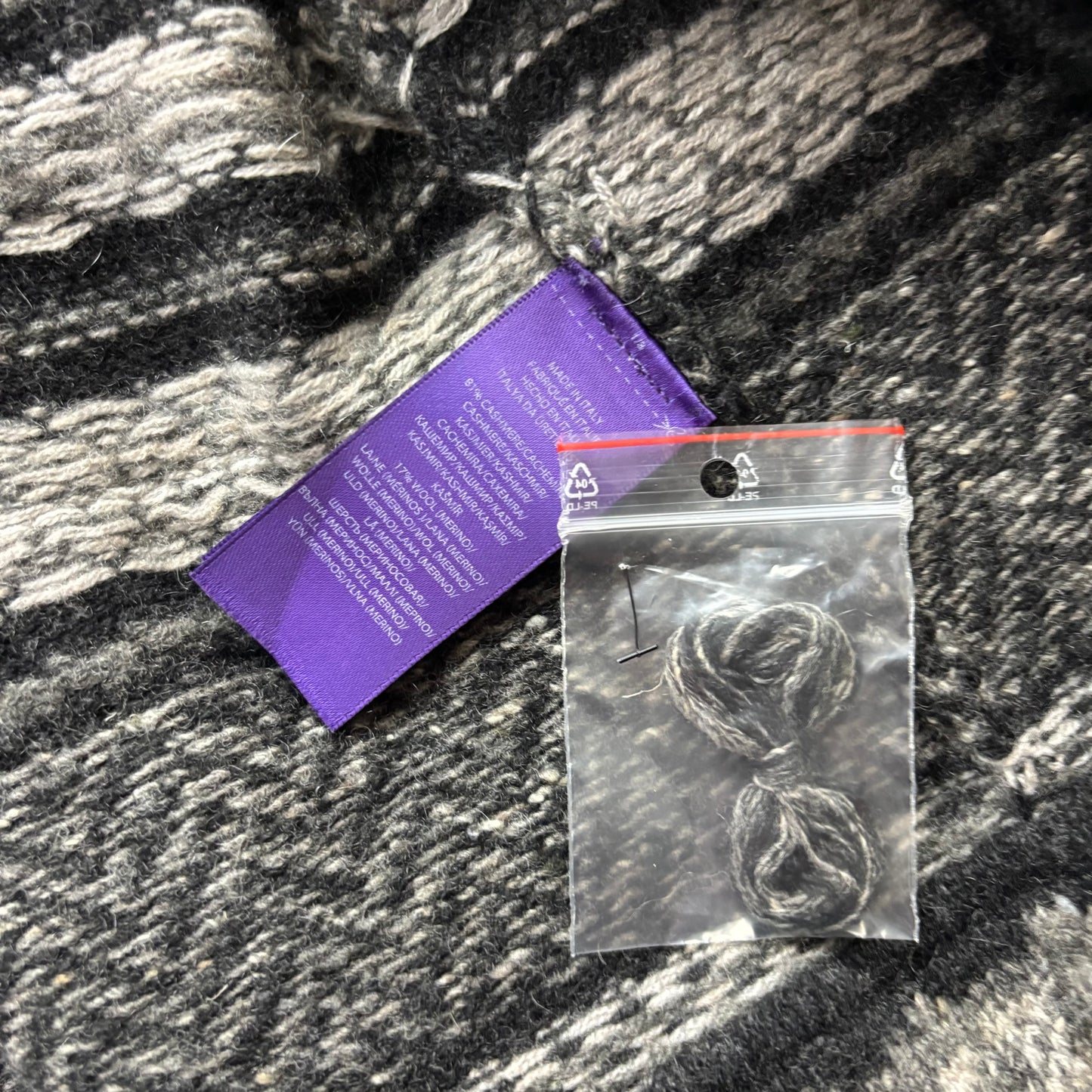 Purple Label Grey Belted Fairisle Cardigan (Cashmere Wool) - XL