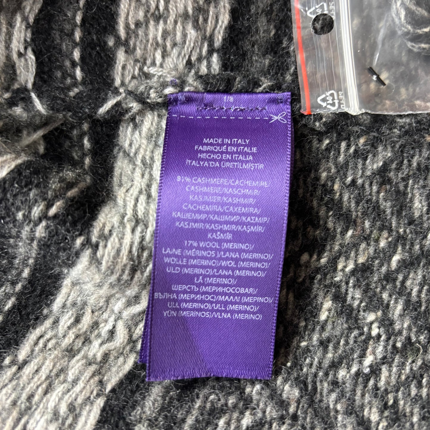 Purple Label Grey Belted Fairisle Cardigan (Cashmere Wool) - XL