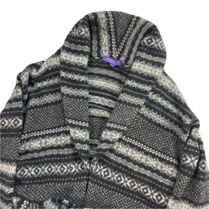 Purple Label Grey Belted Fairisle Cardigan (Cashmere Wool) - XL