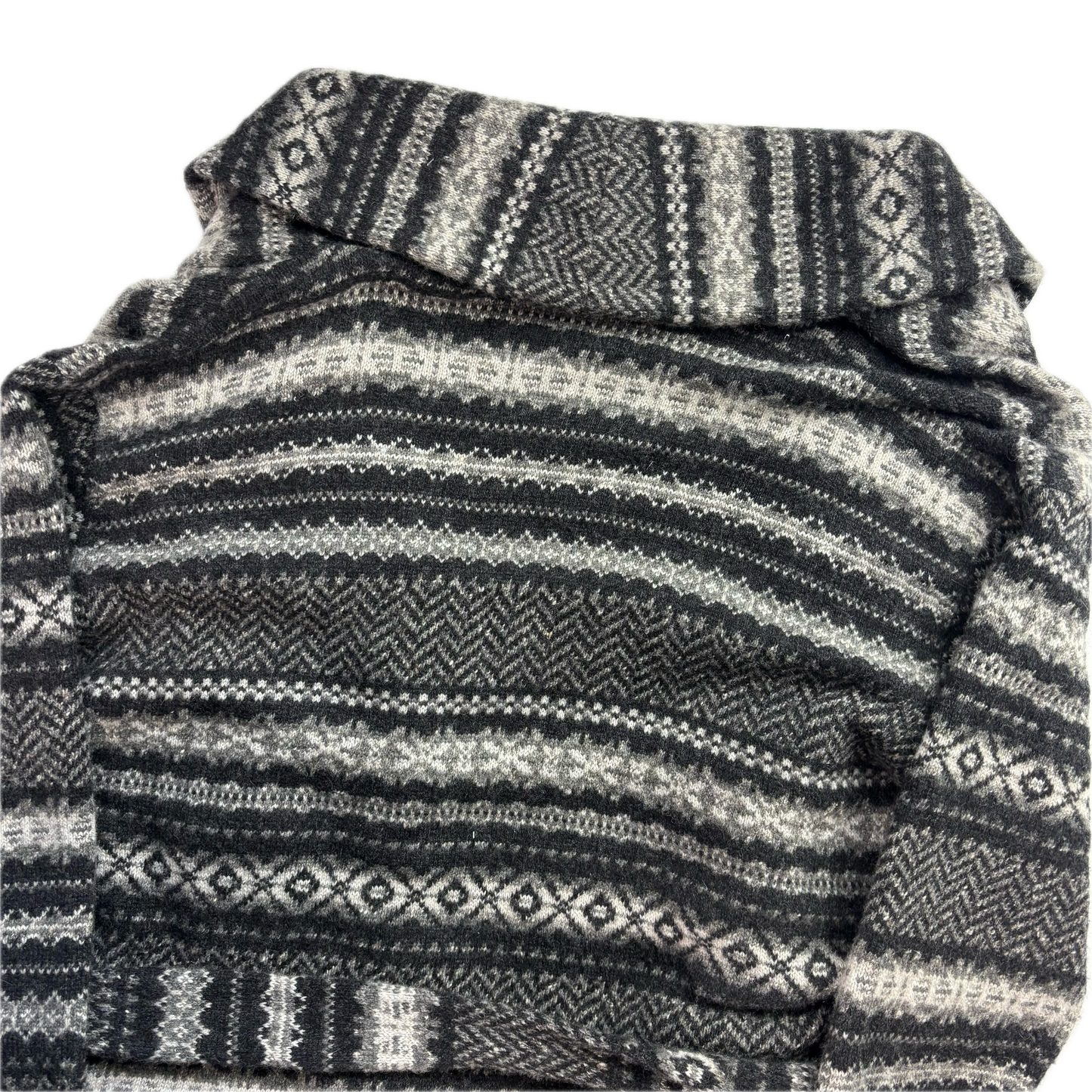 Purple Label Grey Belted Fairisle Cardigan (Cashmere Wool) - XL