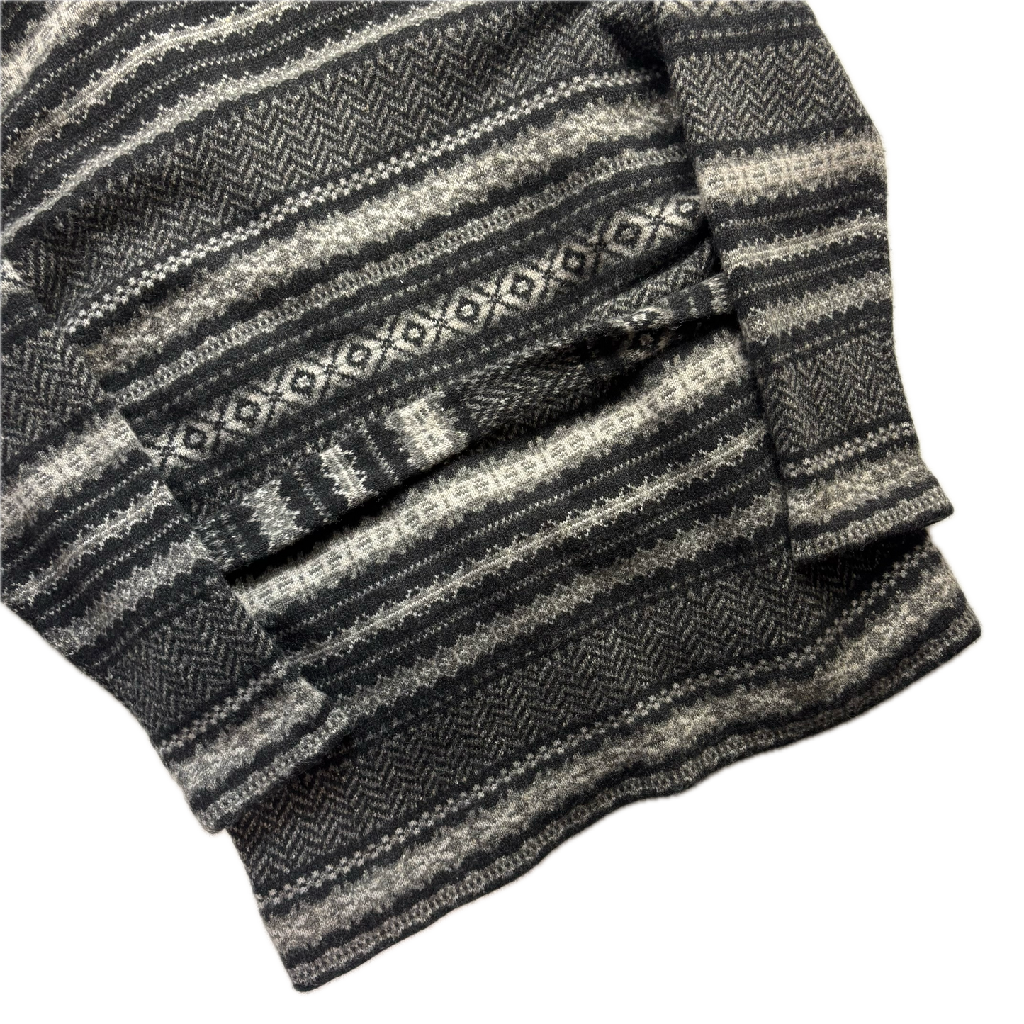 Purple Label Grey Belted Fairisle Cardigan (Cashmere Wool) - XL