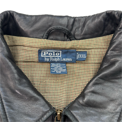 Polo Ralph Lauren Black Lambskin Leather Harrington Jacket - XXL